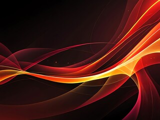 Wall Mural - abstract red and orange waves on black background