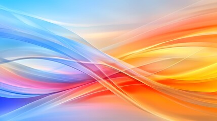 Wall Mural - the image shows an abstract background with flowing curves and lines that blend from cool blues and 