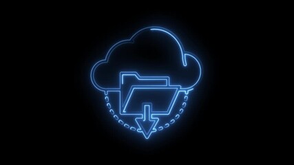 Wall Mural - Cloud storage download neon animation symbol technology concept transfer data