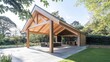 © EmmiCybertron - Contemporary outdoor construction featuring an exposed timber framework.