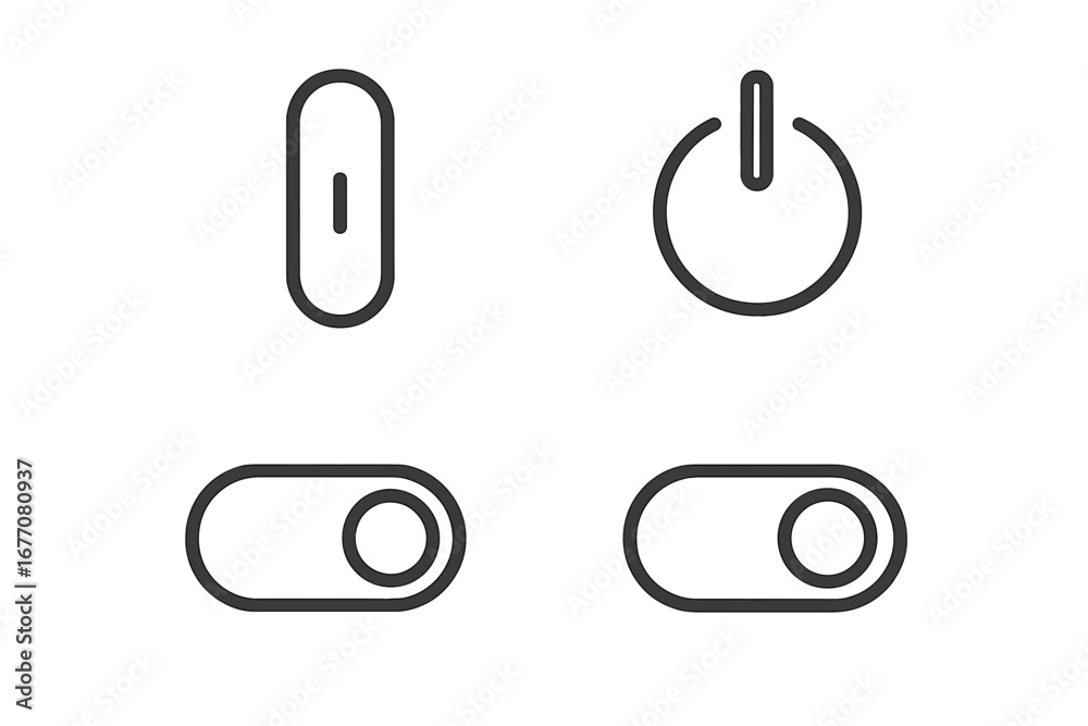 Image vectorielle Stock On off switch line icon set. Power button ...