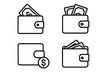 © Jane - Wallet for Money Outline Icon Collection, Editable Stroke, Perfect for Infographics, Articles, Books, Flyers, Banners, Vector Cartoon Illustration of Cash, Finance, Banking Concepts
