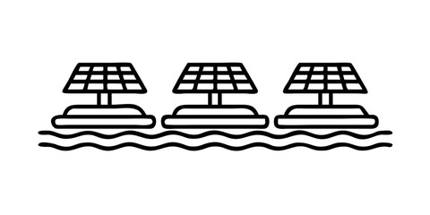 Wall Mural - Vector art of floating solar panel array on water