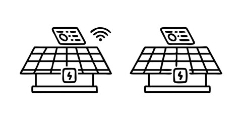Wall Mural - Vector art of solar panel on house roof with wireless connection