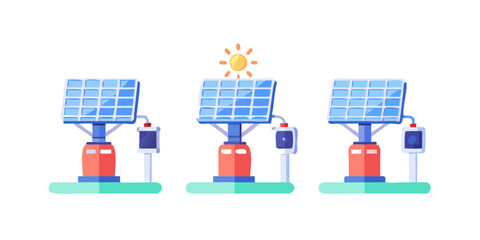 Wall Mural - Vector art of solar panels generating renewable energy