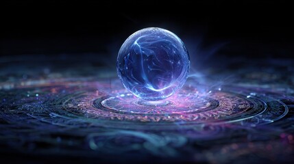 Wall Mural - a glowing orb surrounded by intricate patterns, creating a mystical, ethereal atmosphere with vibran