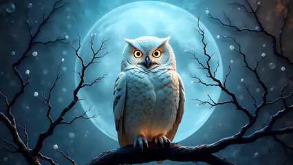 white owl in the night