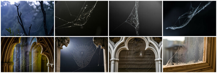 Intricate webs glistening with dew spiderweb dew drops