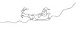 © Vasyl Yurlov - One continuous line drawing Santa Claus on reindeer and sled. concept for Christmas and New Year. Editable stroke