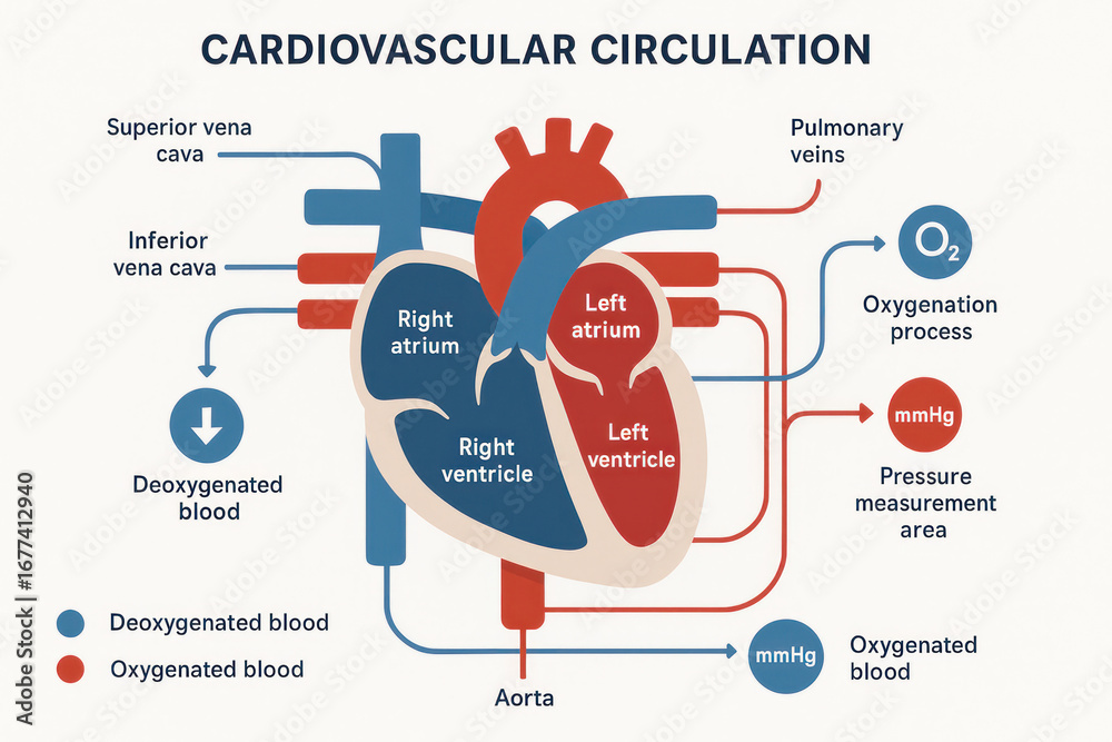 Cardiovascular Circulation Diagram - Blood Flow, Illustration Stock ...