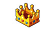 © Sardi - Golden royal crown with red and blue jewels, isometric illustration of a king's crown