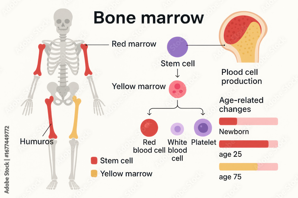 Bone Marrow and Blood Cell Production, Illustration Stock Illustration ...