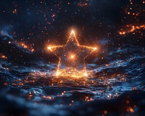 Wall Mural - glowing star shaped galaxy in the night sky