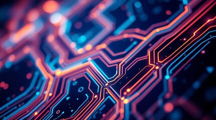 Circuit Board Glowing Close Up