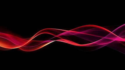 Wall Mural - abstract design featuring flowing, vibrant red and pink waves against a stark black background.