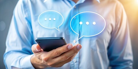 Man using smartphone for online communication