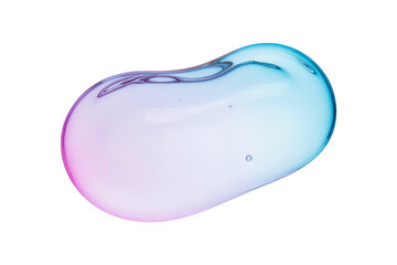 Wall Mural - A transparent, iridescent blob of liquid, resembling gel or serum, floats against a transparent background. background removed