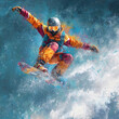 © TrinhTran - Create a High-def image of a Snowboarder jumping in air