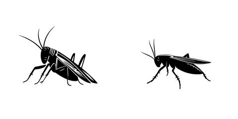 Wall Mural - Minimalist black-and-white vector illustration of crickets in a simple silhouette design