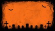 © Sanju - A halloween background with tombstones bats and spiderwebs against an orange textured gradient backdrop