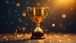 © sawaratch - A golden trophy surrounded by shining confetti, representing success and victory in business or sports, winning, winner