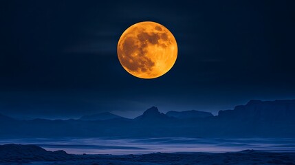 Wall Mural - Bright crescent moon floating above frosty lunar mountainscape high resolution picture