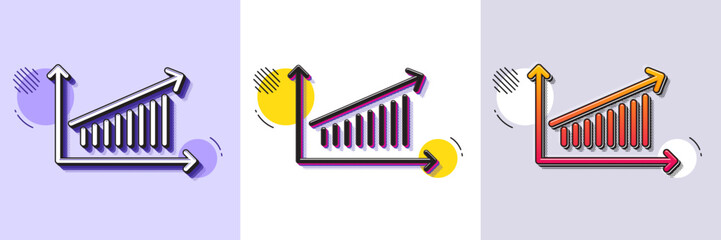 Wall Mural - Chart line icon. Halftone dotted pattern. Gradient icon with grain shadow. Report graph or Sales growth sign. Analysis and Statistics data symbol. Line chart icon. Various designs. Vector