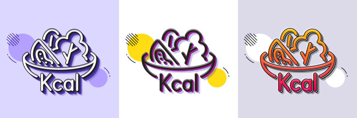Wall Mural - salad line icon. halftone dotted pattern. gradient icon with grain shadow. diet kcal sign. low calor