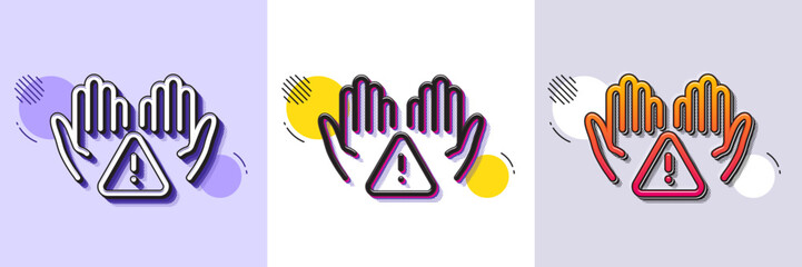 Wall Mural - clean hands line icon. halftone dotted pattern. gradient icon with grain shadow. sanitary cleaning s