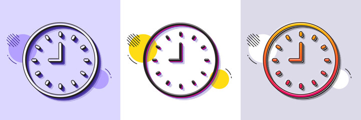 Wall Mural - clock line icon. halftone dotted pattern. gradient icon with grain shadow. time sign. office watch o
