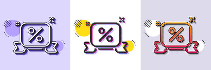 Wall Mural - discounts ribbon line icon. halftone dotted pattern. gradient icon with grain shadow. sale offer sig