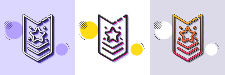 Wall Mural - shoulder strap stars line icon. halftone dotted pattern. gradient icon with grain shadow. star award