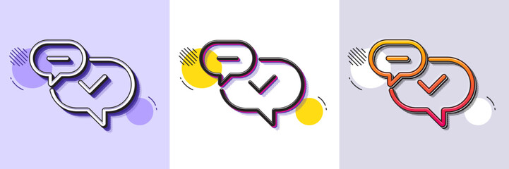Wall Mural - check mark line icon. halftone dotted pattern. gradient icon with grain shadow. approved sign. speec