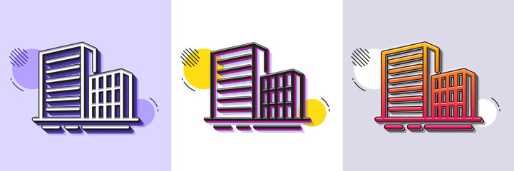 Wall Mural - buildings line icon. halftone dotted pattern. gradient icon with grain shadow. city architecture sig