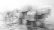 © ТаtyanaGG - Abstract architectural structure composed of gray cubes appearing to float on a marble surface in a misty, isolated environment