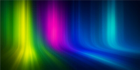 Wall Mural - Vibrant abstract light rays and colorful lines form a dynamic and glowing blue wave pattern against a dark backdrop