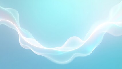 Abstract blue background with a soft glowing wave. A clean and elegant design with white flowing lines and subtle bokeh lights. A serene and modern fluid concept. Generative Ai.