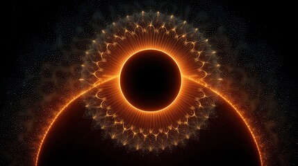 Wall Mural -   An image of a black hole appears as an orange ring of flames surrounding it