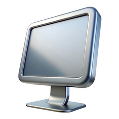 3d retro monitor with silver bezel isolated on transparent background