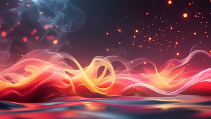 Wall Mural - abstract fiery landscape with swirling smoke and glowing embers