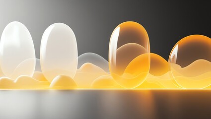 Wall Mural - abstract glowing ovoids in liquid, digital art