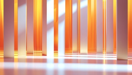 Wall Mural - abstract orange and white pillars: a digital art piece