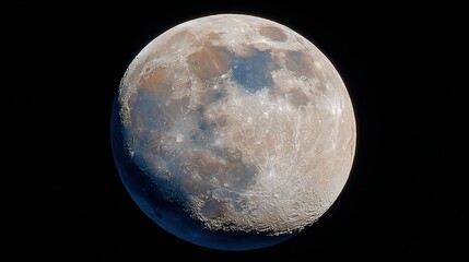 Full moon with visible craters and surface details against a dark background.