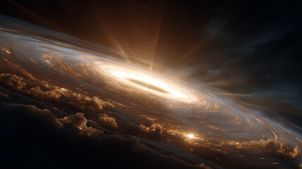 Wall Mural - celestial vortex: an awe-inspiring depiction of a swirling galaxy, a mesmerizing dance of light and 