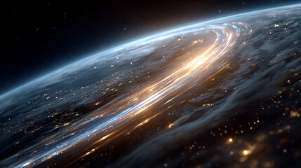 Wall Mural - celestial symphony: a stunning, artistic rendering of earth from space, showcasing the planet's atmo