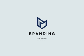 Letter M logo template with abstract design for company