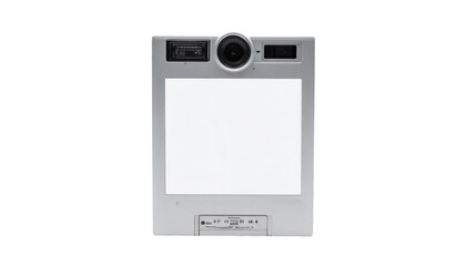 Modern portable digital camera with large display screen.
