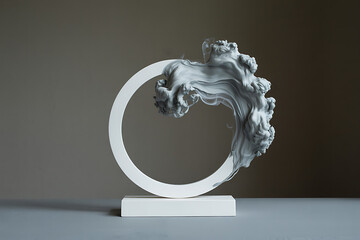 Canvas Print - Abstract Gray Fluid Sculpture: Minimalist Modern Art, Elegant and Serene.