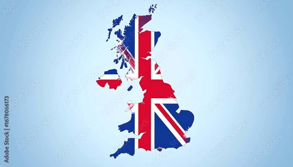 Map of the UK with Union Jack overlay Stock Illustration | Adobe Stock
