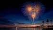 Amazing Pattaya Countdown Festival Fireworks Display Over City Skyline and Ocean with Tourists Celebrating New Year’s Eve in Thailand